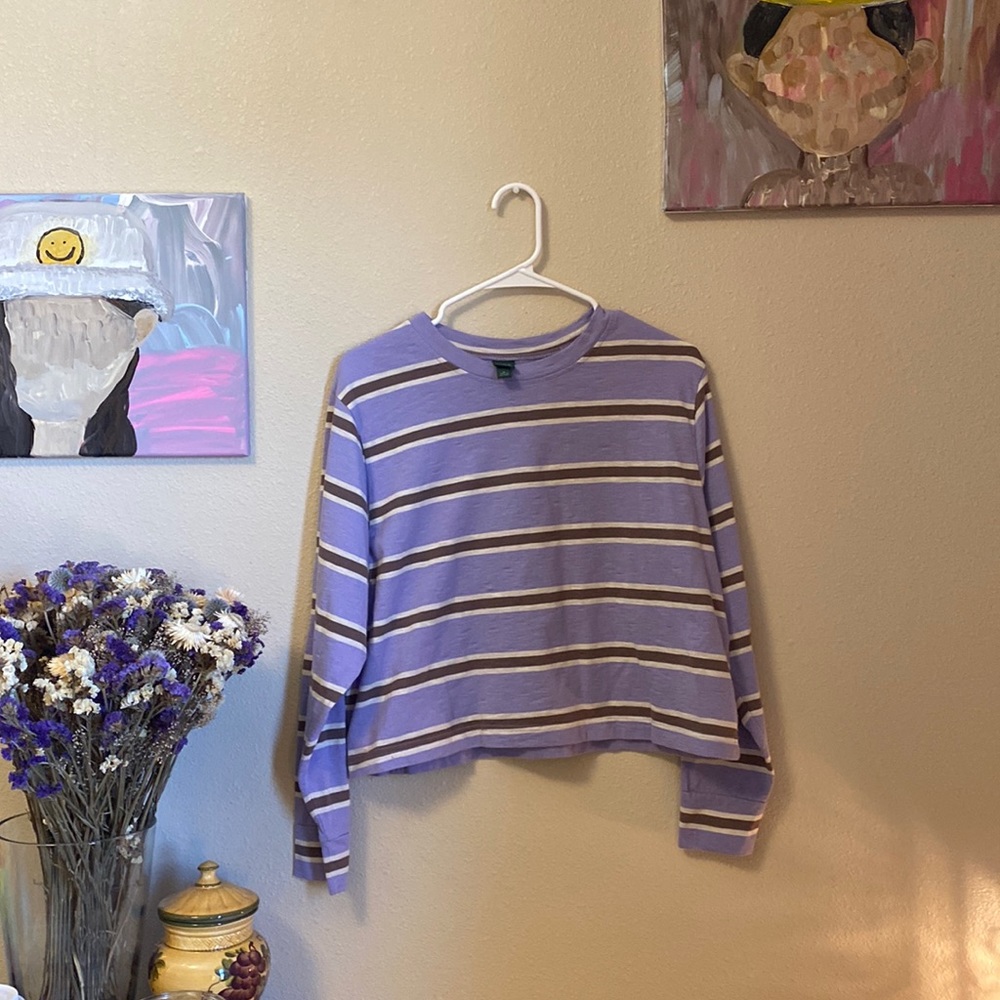 Striped Long Sleeve Crop Top